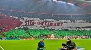 جماهير غلطة سراي تبرز تضامنها مع غزة بلوحة فنية مميزة في المدرجات